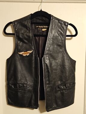 Harley-Davidson Black Leather Rider Vest with Wing Patch